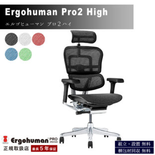 F01291_関家具 新型 エルゴヒューマン プロ2ハイ Ergohuman Pro2 プロ2 正規品 オフィスチェア 高機能 おしゃれ 在宅ワーク オススメ メッシュ 人気 デスク用チェア ヘッドレスト付き ハイタイプ 5年保証付き EHP2-HAM-DR