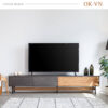 F01524_TVボード ローボード 220 国産 大川家具 モーブル リビングボード テレビ台 幅220 ４スター ルンバブル 天然 木製 オーク ウォールナット ツートン 職人 オシャレ 北欧 お掃除ロボット 開梱設置付き
