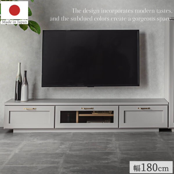 F01506_国産 日本製 テレビ台 ローボード 180cm テレビボード TV台 木製 TVボード ロータイプ l字テレビボード モダン シャビー 韓国風 ゴージャス 引出し 引き出し付き 収納 高級 Made in japan