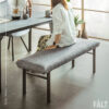 F01782_ダイニングベンチ グラナダ ポアレ 幅127cm 127cm 約130cm 単品 ベンチ 椅子 腰掛け ダイニング ファブリック 布 スチール脚 スチール ブラック脚 食卓 カラー グレー アイボリー モダン 韓国風 北欧 ホテル