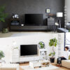 F01865_国産 大川家具 モーブル タウン TVボード リビングボード ローボード テレビ台 幅180 180 オシャレ フラット モダン スタイリッシュ ブラック ホワイト ガラス 韓国風 開梱設置付き