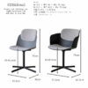 F01896_関家具 ピット チェア 回転チェア 回転 スウィブル ダイニングチェア アーム 肘付き 肘無し 座面が丸い PP 樹脂 ファブリック 布張り カフェ 事務所 ブラック グレー スタイリッシュ モダン かわいい カーブ シンプル 北欧 ジャパンディ (送料無料)