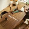 F01959_ダイニングテーブル ワイドサイズ 幅広 ウォールナット 突板 幅180 幅210 180 210 奥行90 90 一本脚 シングルレッグ モダン ラグジュアリー サイズ 選べる スタイリッシュ ノスタルジック (開梱設置付)