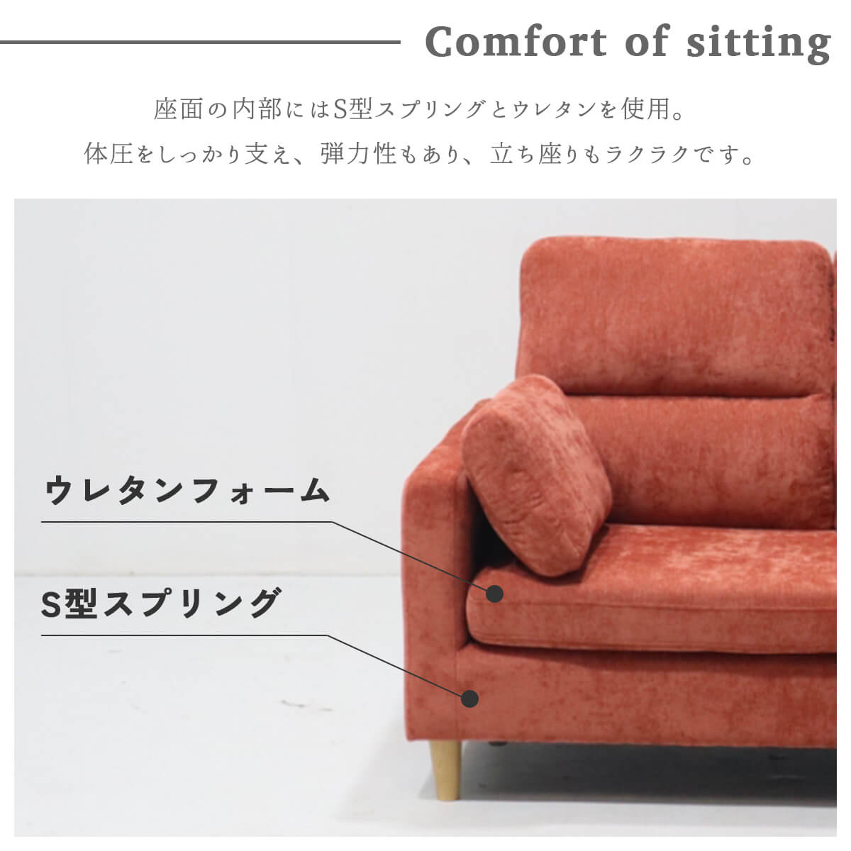 F02073_ソファー カウチ コンパクト カウチソファー ファブリック ソファ ハイバック 2人掛け オットマン スツール リビングソファー 3WAY マンション 脚 オレンジ イエロー ネイビー 3色展開 (開梱設置付)