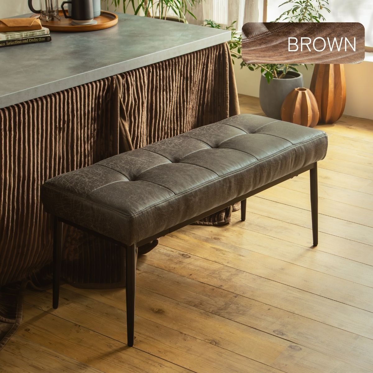 F02095_ダイニングベンチ こたつ用 こたつベンチ ダイニング ベンチ 102cm 合成レザー 椅子 北欧風 和風 和モダン おしゃれ 食卓用ベンチ ナチュラル スタイリッシュ