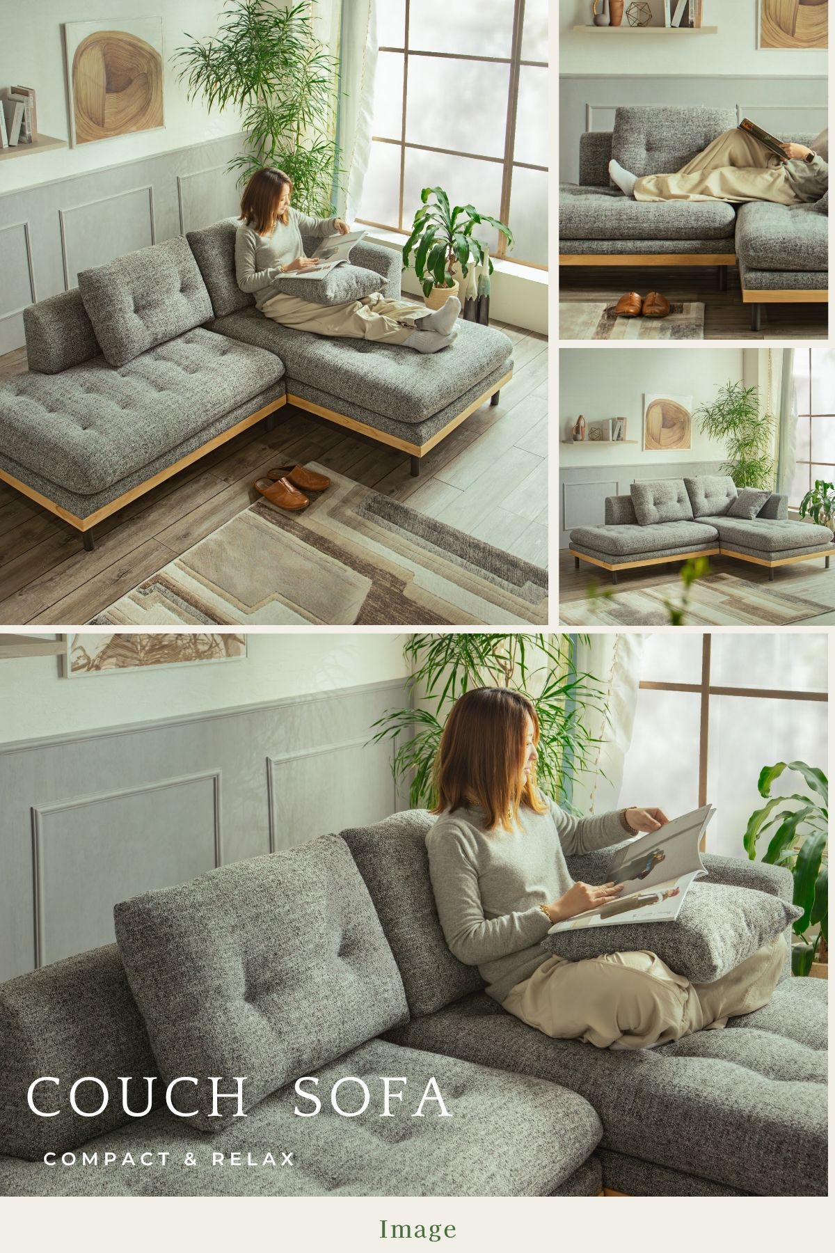 F02239_カウチソファ ソファー 3人掛け セパレート 北欧 モダン スモールカウチ コンパクト あぐら ローソファ 洗える カバーリング 左右選べる レイアウト自由 ファブリック おしゃれ リビング 新生活 開梱設置付き