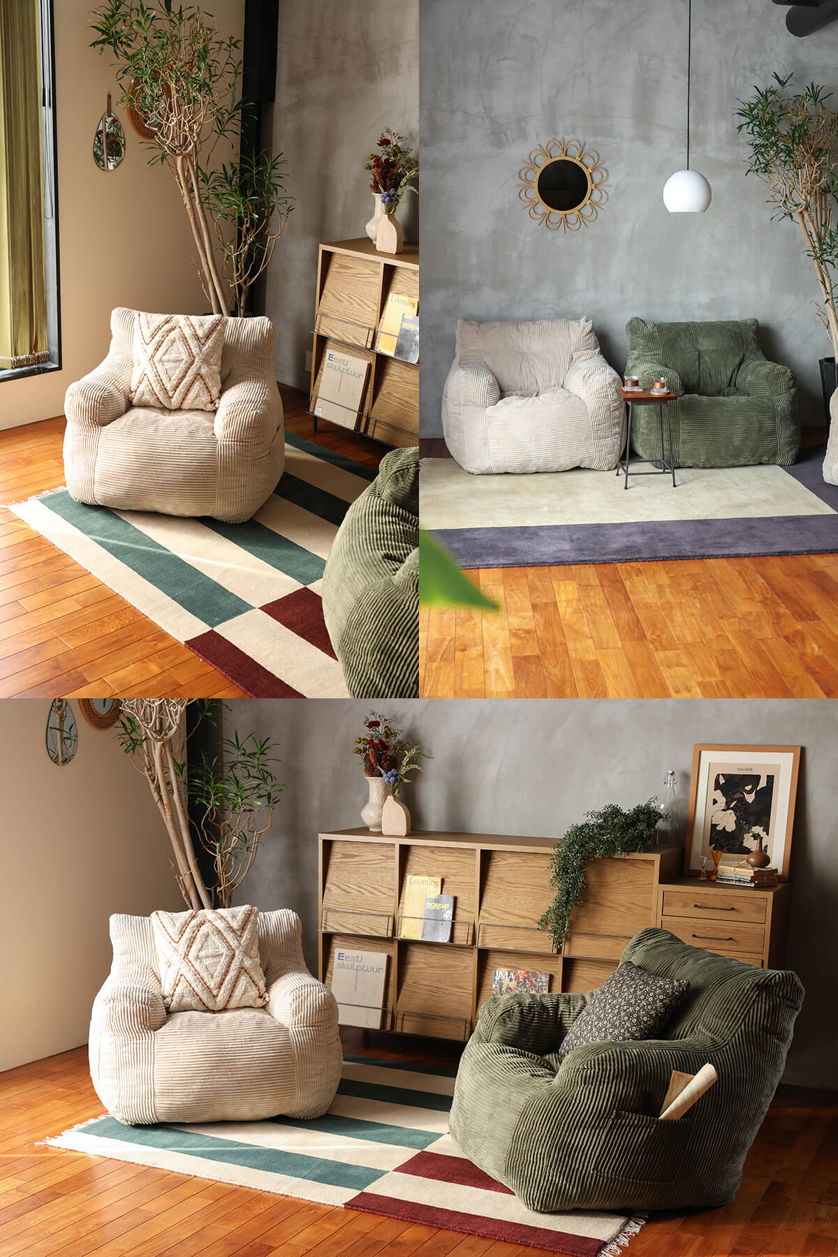 F02253_a.depeche アデペシュ dough sofa ダフソファ ソファ 1P 一人掛け 韓国風 モコモコ 座り心地抜群 贅沢 最高 コーデュロイ ファブリック ウレタン 韓国インテリア 眠れる くつろげる クッション ワイド 人気 持ち運びできる サイドポケット アイボリー カーキ